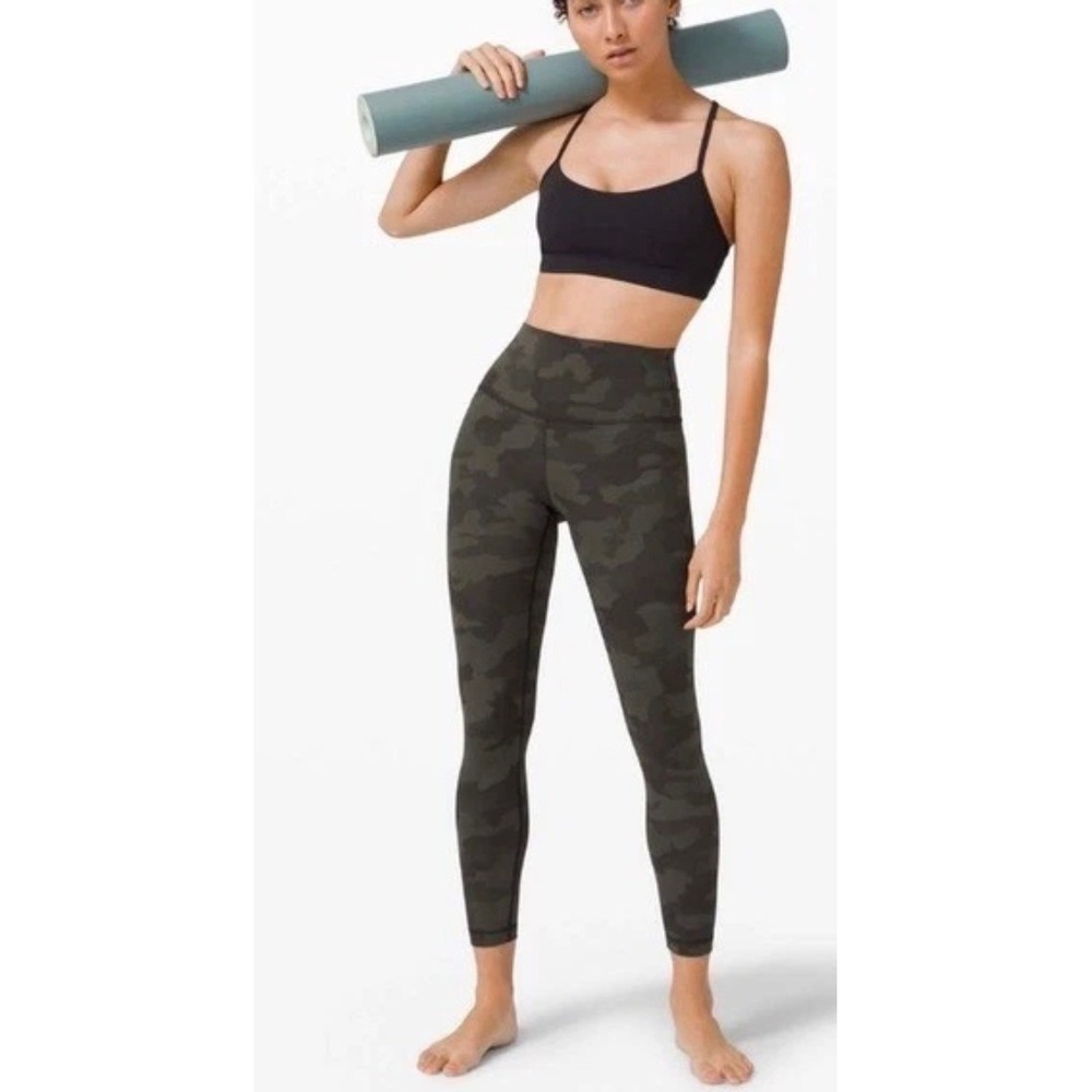 Lululemon Wunder Under HR 25 Lux Camo Dark Olive Green Womens Sz 6. Discontinued
